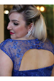 Royal Blue Chiffon A Line Sleeveless Long Plus Size Prom Dress With Lace HZ0527