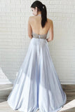 A Line Halter Chiffon Prom Dresses, Beading Long Evening Party Dress HZ0527