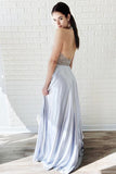 A Line Halter Chiffon Prom Dresses, Beading Long Evening Party Dress HZ0527
