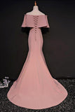 Elegant Trumpet Mermaid Off-the-shoulder Floor Length Pink Prom Dress With Slit HZ0527
