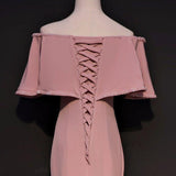 Elegant Trumpet Mermaid Off-the-shoulder Floor Length Pink Prom Dress With Slit HZ0527