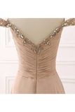 Chiffon Sweetheart Off Shoulder Beaded Pleated Long Prom Dresses 2025 HZ0527