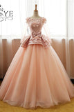 Vintage Flower Long Sleeves Puffy Tulle Long Prom Dress,Quinceanera Dresses HZ0527