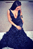 Sexy Navy Blue Long Prom Dresses For Teens,Deep V-neck Open Back Modest Evening Dresses HZ0527