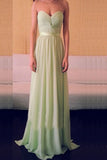 Teal Long Chiffon Sweetheart Simple Backless Prom Dresses HZ0527