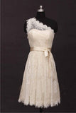 Pretty One Shoulder Lace Short Open Back Homecoming Dresses HZ0527