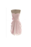 Short Simple Cheap Chiffon Pink Sweetheart Bridesmaid Dresses HZ0527