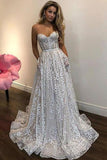 Off White Sweetheart Lace Long Wedding Dress,Charming Prom Dresses HZ0527