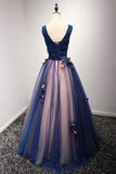 Beautiful V-neck Floor-length A Line Long Prom Dress With Flowers HZ0527