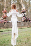 Unique Lace Top Long Sleeves Mermaid Long Wedding Dress HZ0527