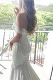 Mermaid Off-the-Shoulder Lace Long Cheap Count Train Backless Plus Size Wedding Dress HZ0527