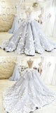 Pretty Ball Gown Flowers Long Quinceanera Dress,Backless Princess Formal Dress Wedding /Prom HZ0527