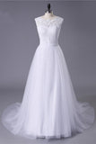 Princess White Tulle Lace Top Beaded Wedding Dresses, Cheap Long Bridal Dress HZ0527