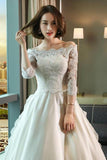 Modest 3/4 Sleeve Off the Shoulder A Line Lace Wedding Dress HZ0527