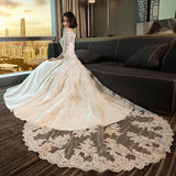 Modest 3/4 Sleeve Off the Shoulder A Line Lace Wedding Dress HZ0527