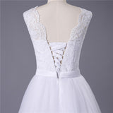 Princess White Tulle Lace Top Beaded Wedding Dresses, Cheap Long Bridal Dress HZ0527
