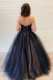 Promfast Ball Gown Strapless Lace Up Back Black Lace Appliques Prom Dresses, Sweet 16 Dresses HZ0527