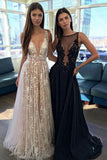 A Line Prom Dresses,V-neck Sexy Evening Party Dresses, Long Formal Dress HZ0527