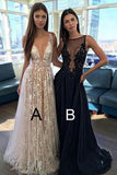 A Line Prom Dresses,V-neck Sexy Evening Party Dresses, Long Formal Dress HZ0527