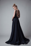 A Line Prom Dresses,V-neck Sexy Evening Party Dresses, Long Formal Dress HZ0527