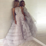 Fashion A-Line Crew Backless Lavender Organza Prom Dress with Beading HZ0527