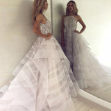 Fashion A-Line Crew Backless Lavender Organza Prom Dress with Beading HZ0527