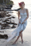 Casual Chiffon Sheer Back Lace Beach/Coast Wedding Dress,A Line Long Wedding Gown HZ0527