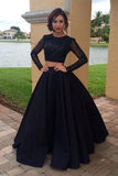 Long Sleeves Two Pieces Plus Size Prom Dresses For Teens,Modest Formal Evening Dresses HZ0527