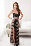 Promfast Black Sweetheart Lace Tulle Sheath Long Prom Dress, Black Evening Dress HZ0527