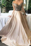 Elegant A-Line Off-Shoulder Long Ball Gown Satin Prom/Evening Dress HZ0527