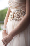 Sweetheart Strapless Flowers Beading Pleated Blush Pink Wedding Dress With Court Train HZ0527