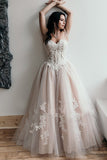 Cheap Sweetheart A Line Appliques Long Prom Dress Sexy Evening Dresses HZ0527