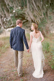 Elegant Cap Sleeve Long Chiffon Sweetheart Pleat Beach Wedding Dress HZ0527