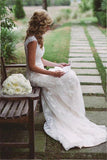 Modest Lace Wedding Dresses with Appliques,Cap Sleeves Open Back Wedding Gowns 2025 HZ0527