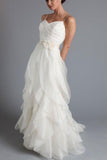 New Arrival White Ruffles Long Wedding Dresses,Simple Spaghetti Straps Brides Dress 2025 HZ0527
