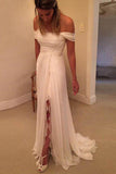 Off Shoulder Side Split Beach 2025 Long Affordable Bridal Dresses/Wedding Dress HZ0527