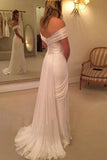 Off Shoulder Side Split Beach 2025 Long Affordable Bridal Dresses/Wedding Dress HZ0527