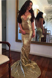 Sexy Deep V-neck Mermaid Backless Sparkly Prom Dresses For Teens HZ0527