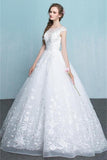 Beautiful Backless Lace Tulle Long A-line Lace Up Wedding Dresses HZ0527