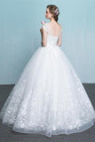 Beautiful Backless Lace Tulle Long A-line Lace Up Wedding Dresses HZ0527