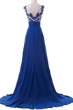 Sweep Train Blue Lace Chiffon High Low Cheap Simple Prom Dresses For Teens HZ0527