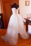 Simple White Tulle Strapless Long Elegant Cheap Plus Size Wedding Dresses HZ0527