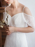 Spaghetti Straps Lace A Line Boho Beach Wedding Dress Simple Bridal Gown HZ0527