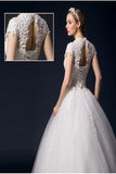 Modest Back Up Lace High Neck Ball Gown Wedding Dresses HZ0527