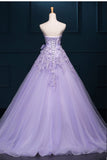 2025 Strapless Long Purple Lace Big Wedding Dress With Bow HZ0527