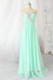 Mint Chiffon Long Sweetheart Beading High Low Prom Dresses HZ0527