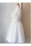 Elegant White Simple Lace V-neck Beach Wedding Dresses HZ0527