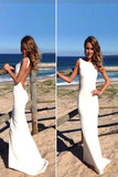 Pretty Long Simple Cheap Beach Wedding Dresses,Prom Dresses HZ0527