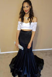 Off Shoulder Long Mermaid Modest Two Pieces Classy Prom Dresses HZ0527