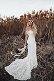 New Arrival Ivory Mermaid Lace Off the Shoulder Beach Wedding Dress HZ0527
